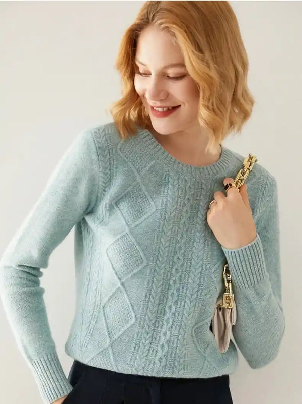 Round-Neck 100% Merino Wool Sweater