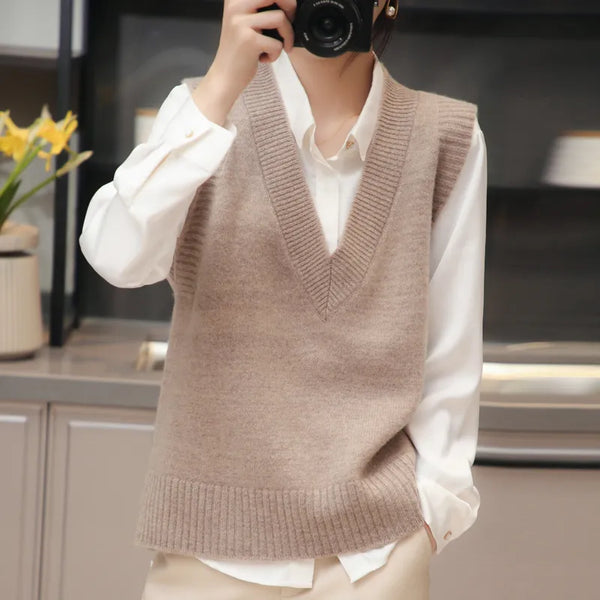 V-Neck Wool Knitted Sweater Vest