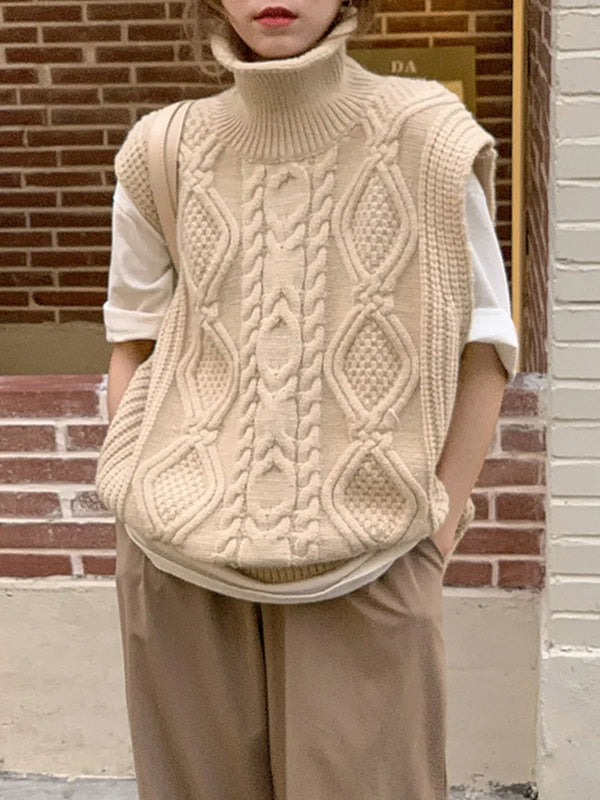 Twist Pattern Knitted Sweaters Waistcoat
