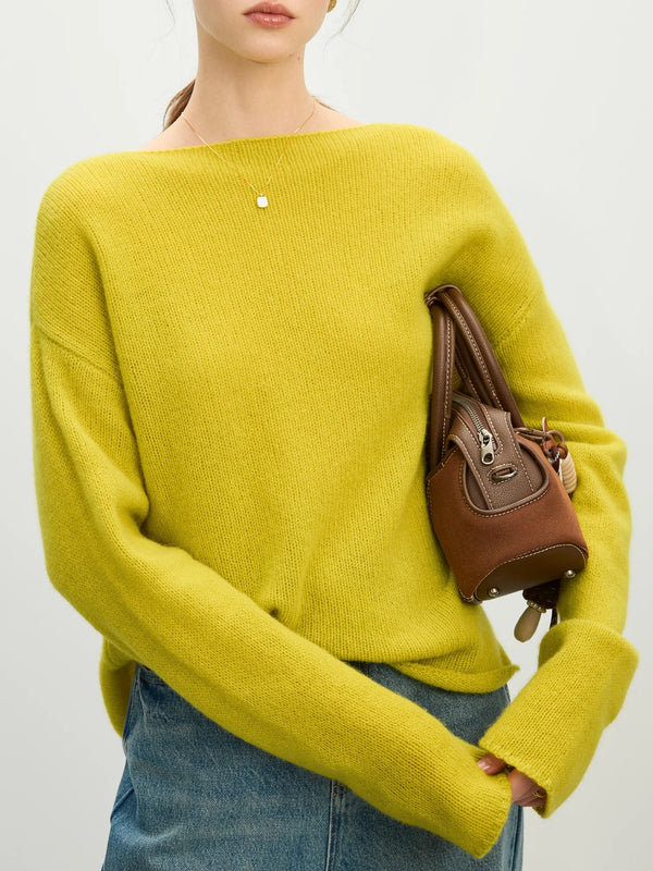 100% Wool  Boat Collar Sweater