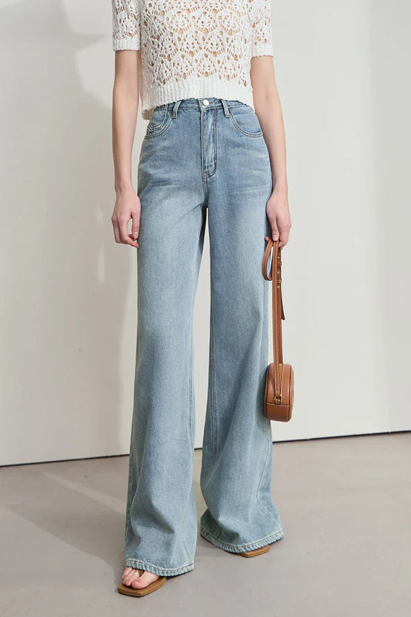 Versatile Denim   Low Waist Thin Wide Leg Pants