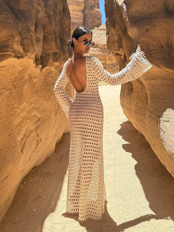 Mesh Backless  Beach Maxi Dress Swimsuit Cover Up