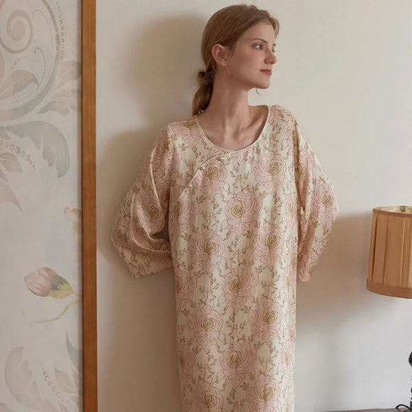 Chinese Style Retro Flower Print Sleepdress