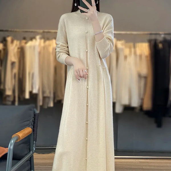 Oversized Button Detailed Cashmere Dress