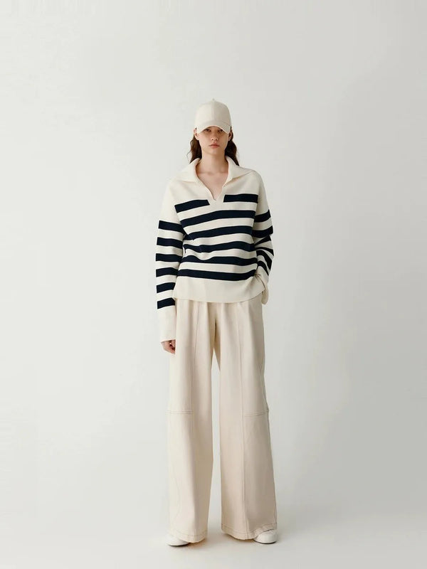 Striped  Wool Base Shirt Sweater