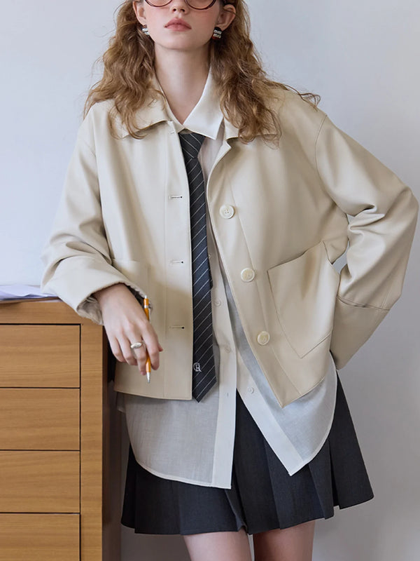 Retro Single-breasted PU Leather Jacket