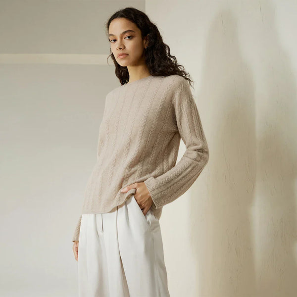 Semi-Sheer Cable-knit Baby Cashmere Sweater