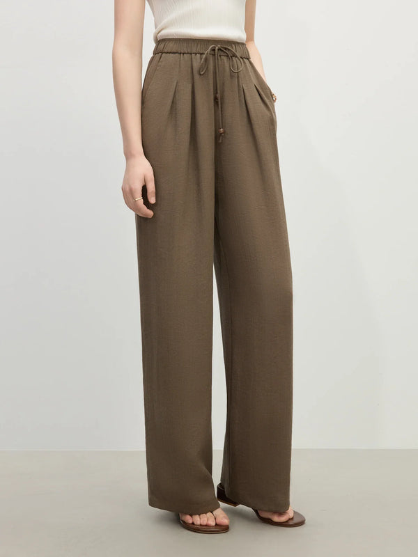Linen Straight Elastic High Waist Pants