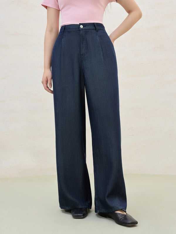 Relaxed Lyocell Straight-Leg Pants