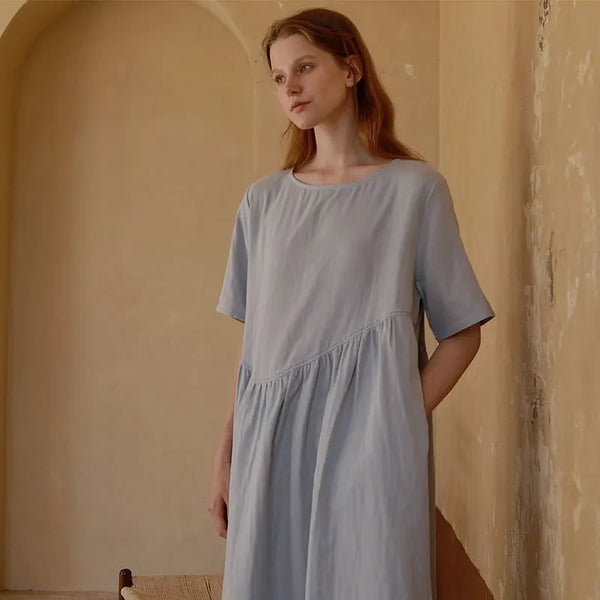 Round Neck Cotton Double-layer Nightdress