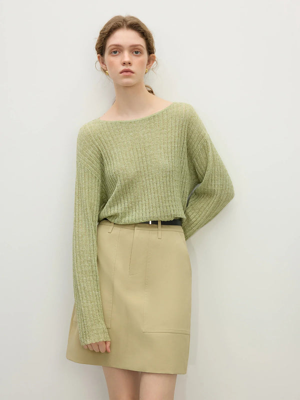 Linen Natural Loose Knitted Tops