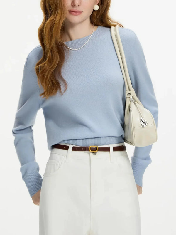 100% Wool Crew Neck Versatile Sweater