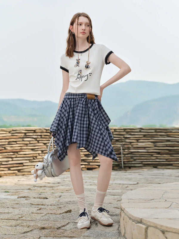 Textured High Waist A-Line Skirt