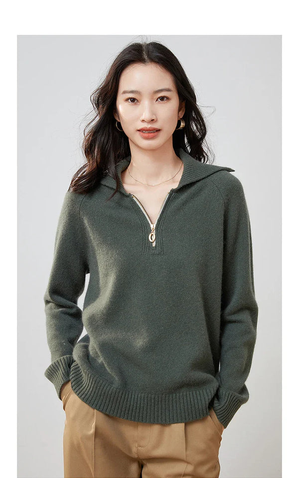 Pure Cashmere Half-zip Collar Jumper