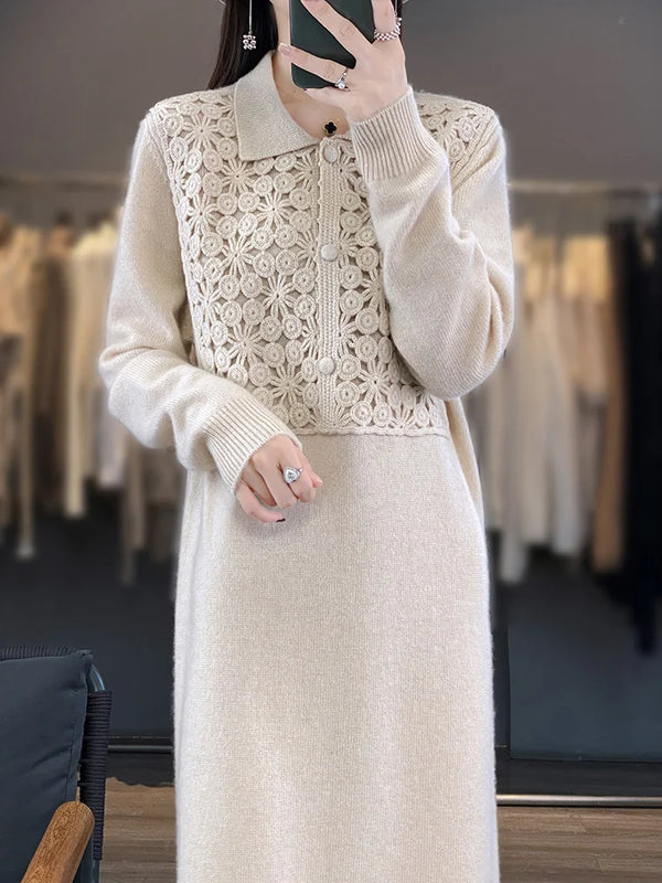 Polo Neck Cashmere Long Dress