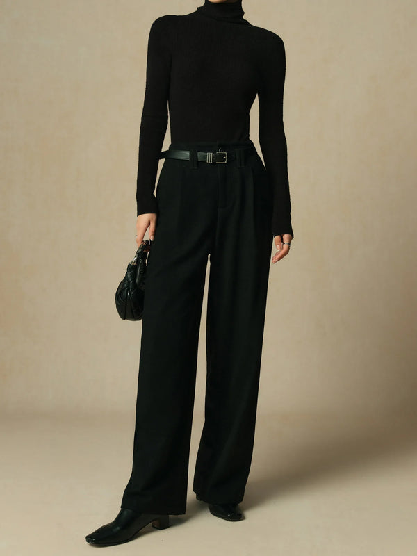Wool Blended Straight Pants