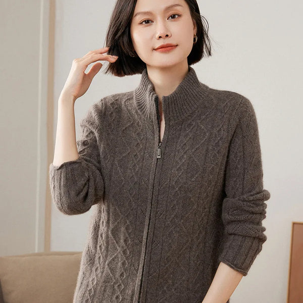 Cashmere Zipper Sweater Coat