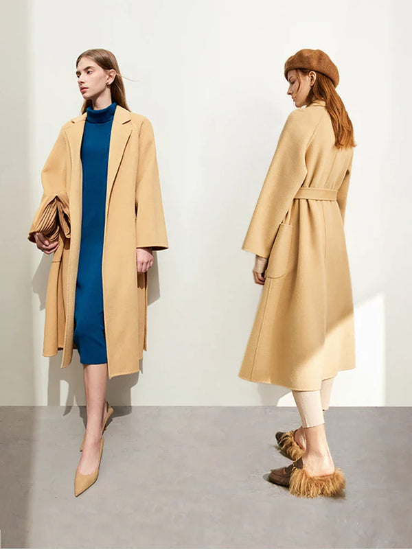 Blazer Collar With Belt Wool Coat